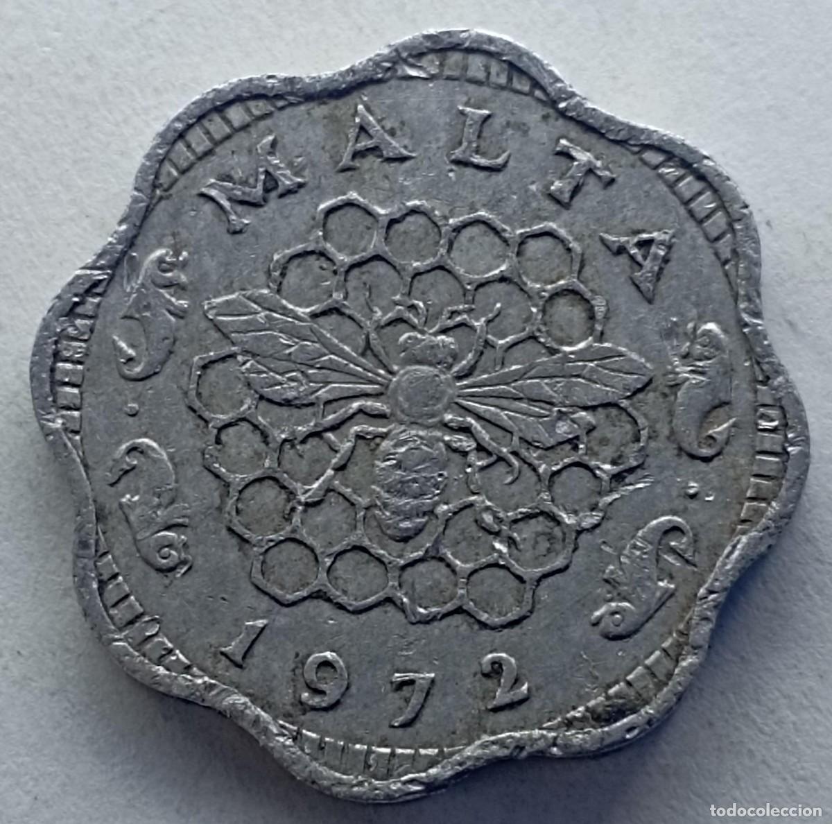 Monedas antiguas de Europa: Moneda de Malta 3 mils de 1972 - Foto 2