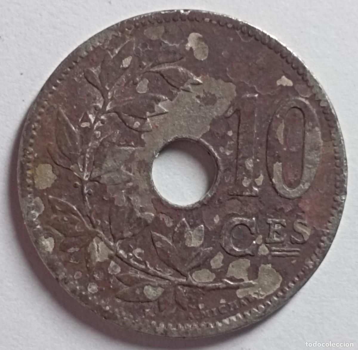 Monedas antiguas de Europa: Moneda de B&eacute;lgica 10 c&eacute;ntimos de 1902 - Foto 2