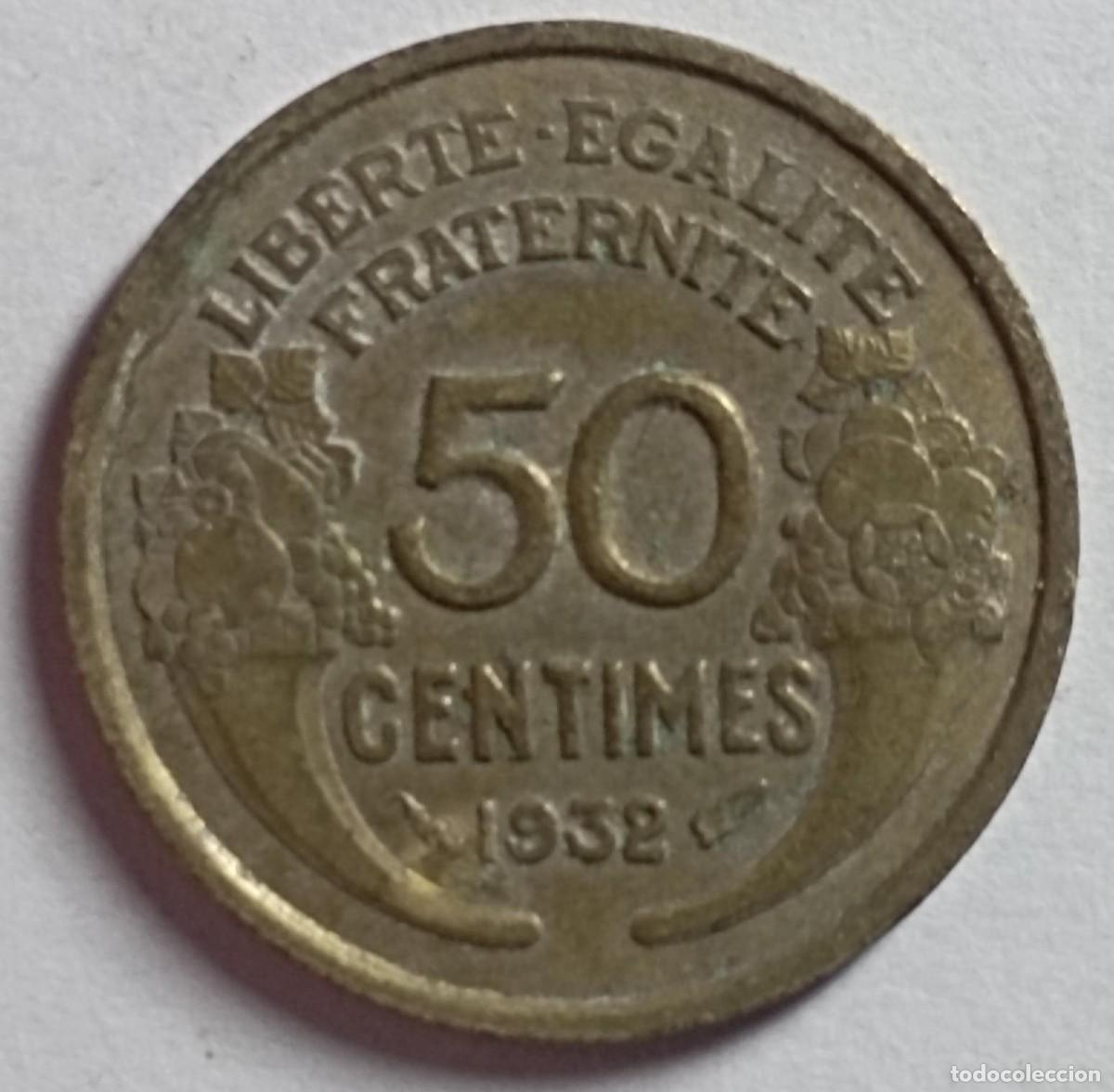 Monedas antiguas de Europa: Moneda de Francia 50 c&eacute;ntimos de 1932 - Foto 1
