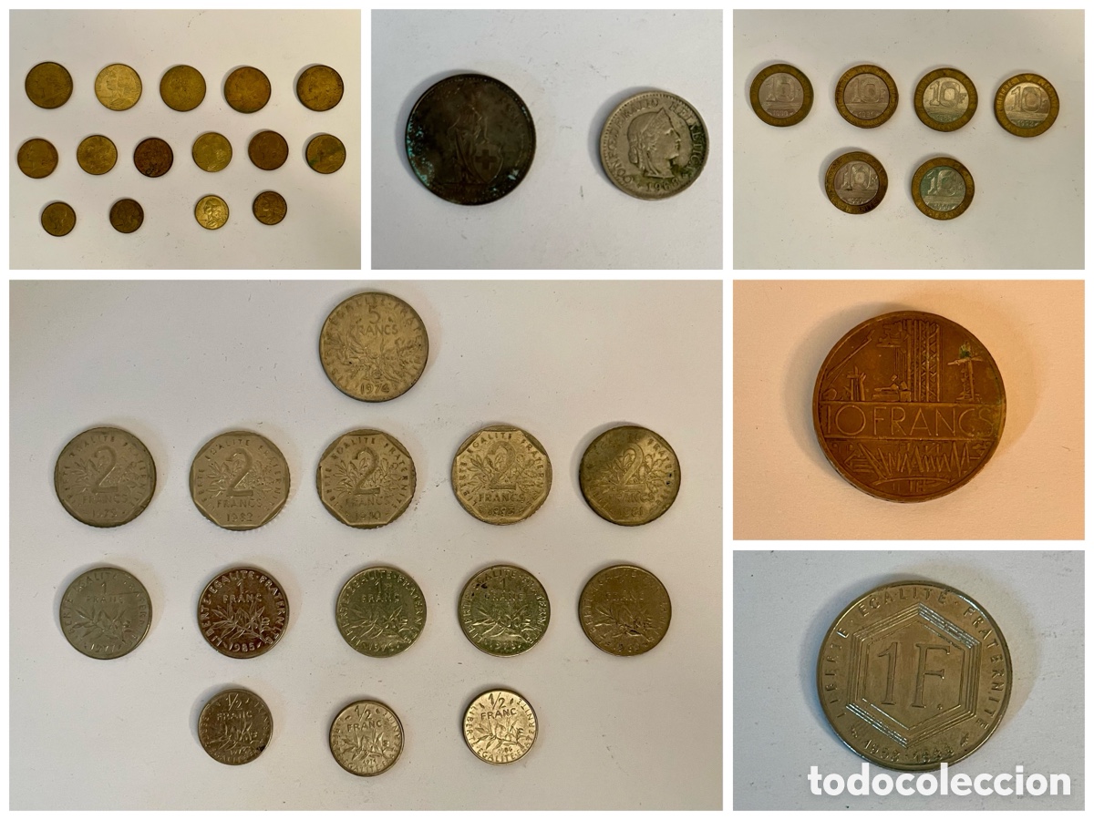 Old Coins of Europe: Lote de 39 Monedas de Francia (Francos) y Suiza