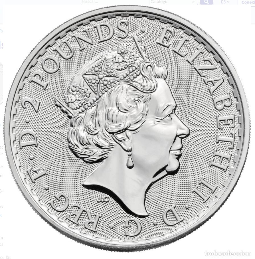 Monedas antiguas de Europa: BRITANIA ONZA 2021. 2 LIBRAS PLATA DE LEY 999/1000. Peso 31,10 gr. REINA ISABEL II.