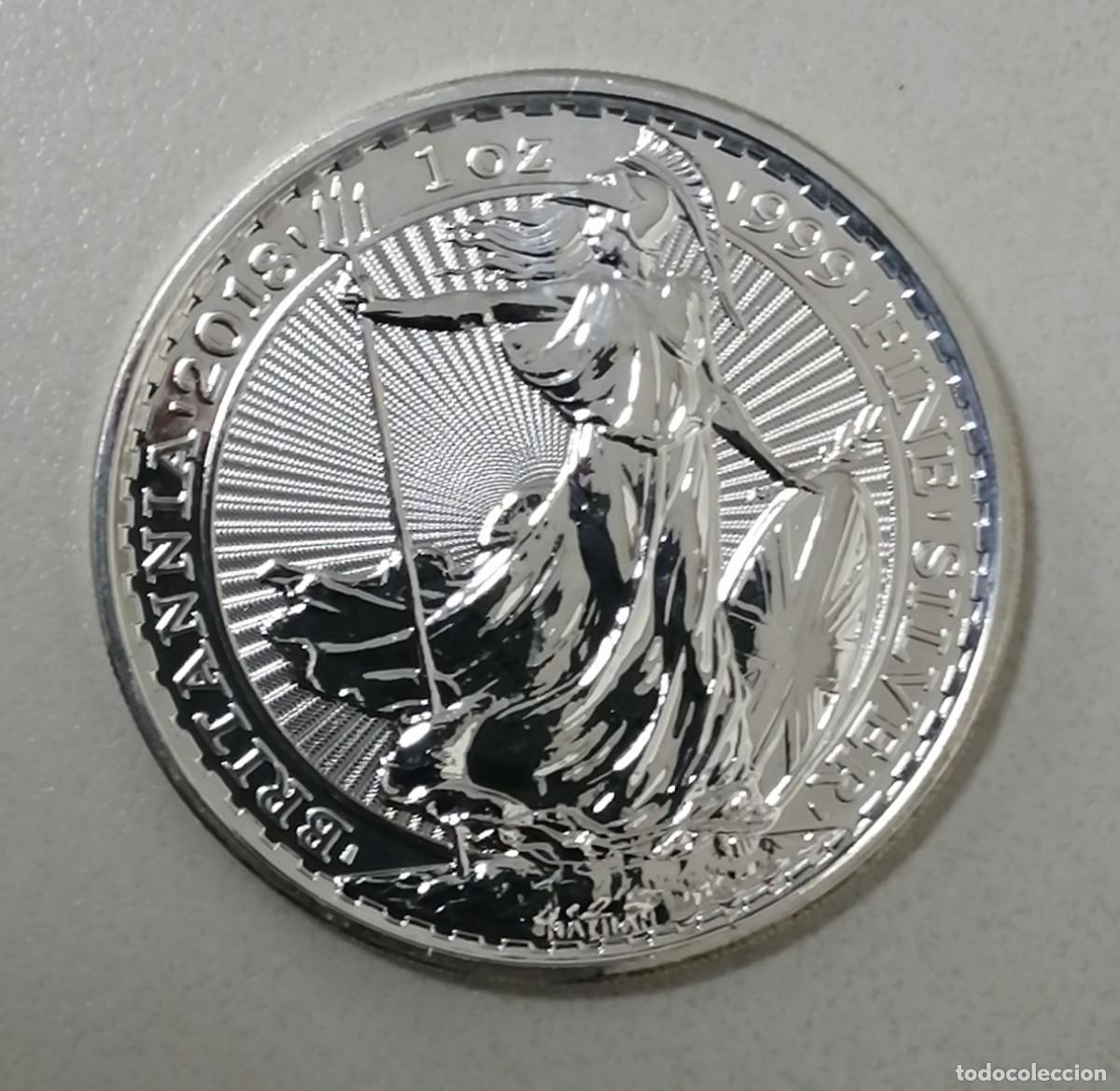 Old Coins of Europe: ONZA PLATA PURA BRITANIA ISABEL II 2018 SC