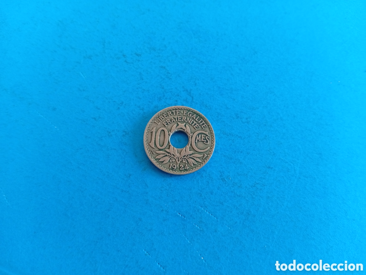 Monedas antiguas de Europa: 10 centimes de Francia 1924 - Foto 1