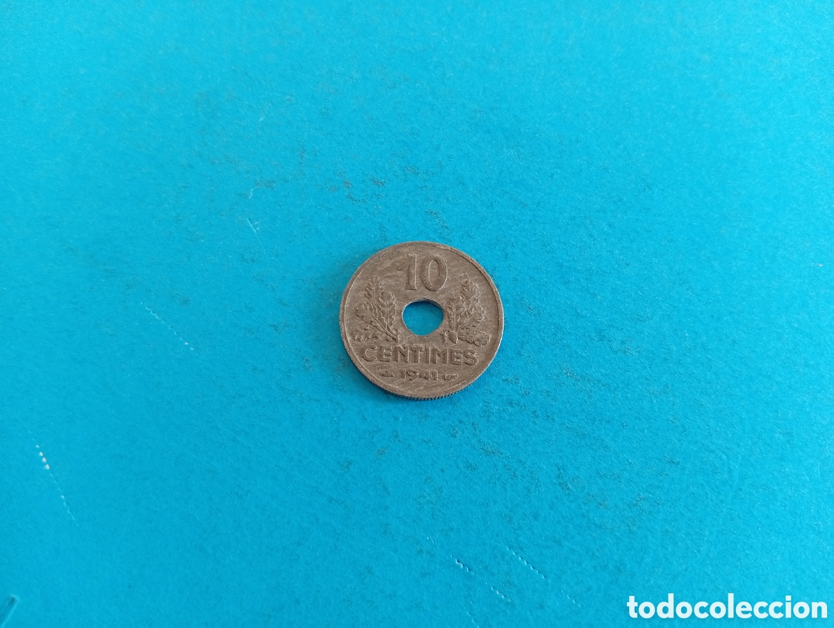 Monedas antiguas de Europa: 10 centimes de Francia 1941 - Foto 1