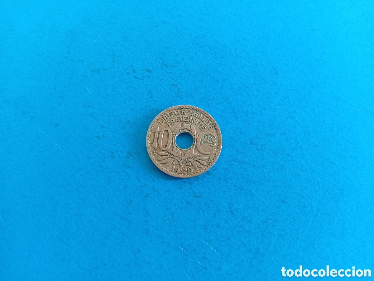 Monedas antiguas de Europa: 10 centimes de Francia 1920 - Foto 1