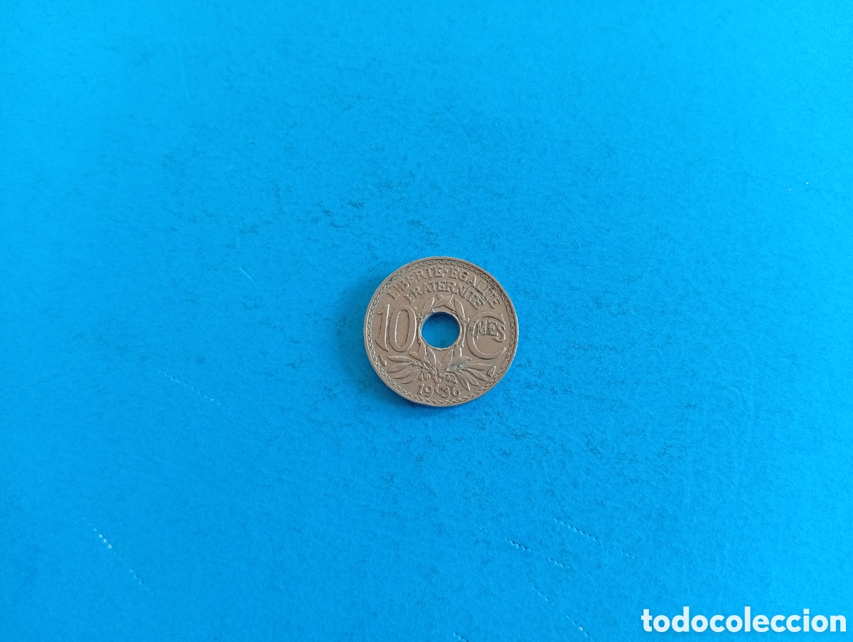 Monedas antiguas de Europa: 10 centimes de Francia 1936 - Foto 1