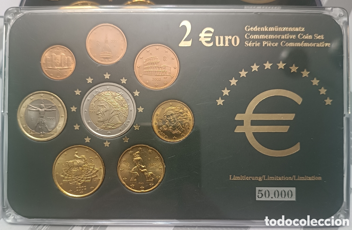 Moedas antigas da Europa: Set 8 monedas serie 2002 Italia