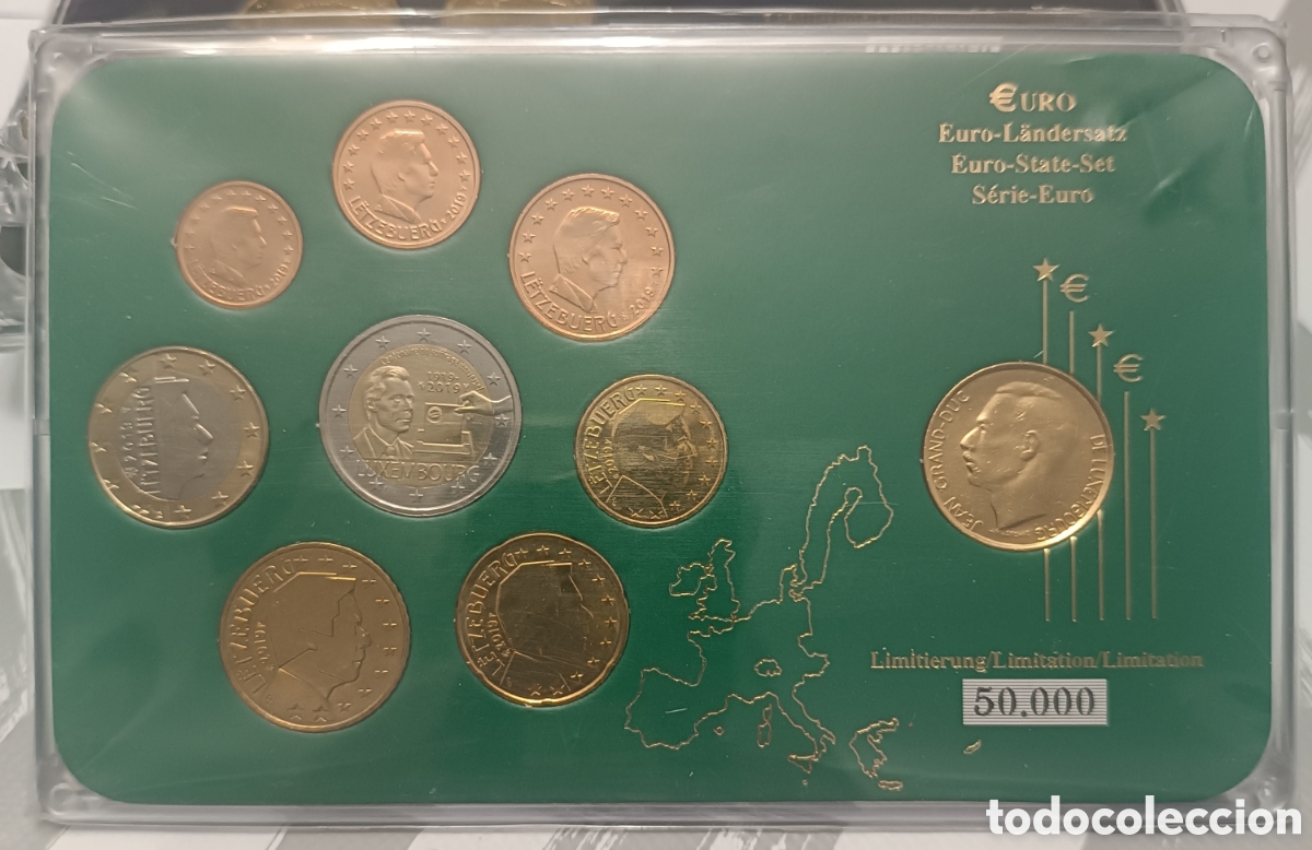 Alte M&uuml;nzen aus Europa: Serie set 7 valores Luxemburgo 2019 + 5 francos 1989
