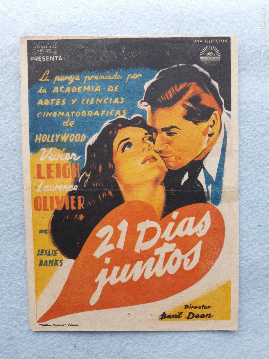 Moedas antigas da Europa: 21 D&iacute;as Juntos. Vivien Leigh. Laurence Olivier. Leslie Banks.