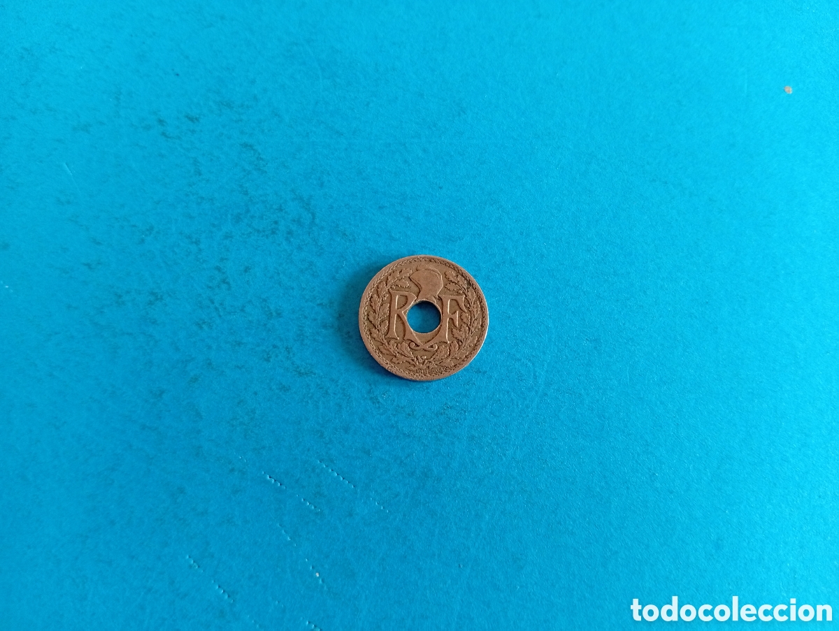 Monedas antiguas de Europa: 5 centimes de Francia 1922 - Foto 2