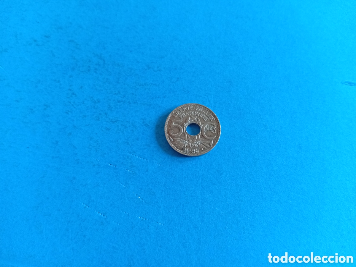 Monedas antiguas de Europa: 5 centimes de Francia 1938 - Foto 1