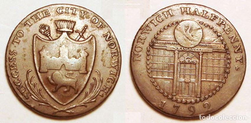 Monnaies anciennes de Europe: GRAN BRETA&Ntilde;A - ALF PENNY - 1792 - NORWICH - COBRE