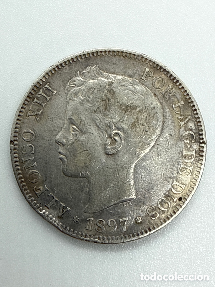Monedas antiguas de Europa: Moneda de plata 1897 Alfonso - Foto 1