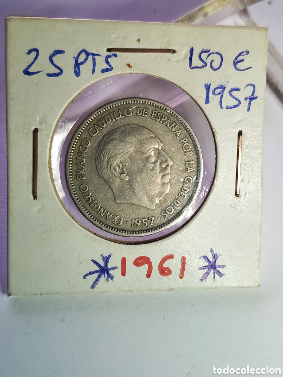 Monedas antiguas de Europa: Espa&ntilde;a. 25 pesetas. F. Franco. 1957