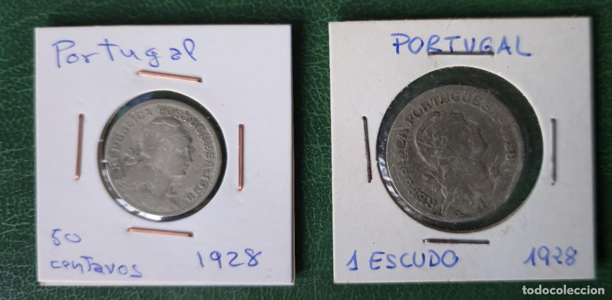 Monnaies anciennes de Europe: 2 Monedas de Portugal 1928 - 50 centavos y 1 escudo