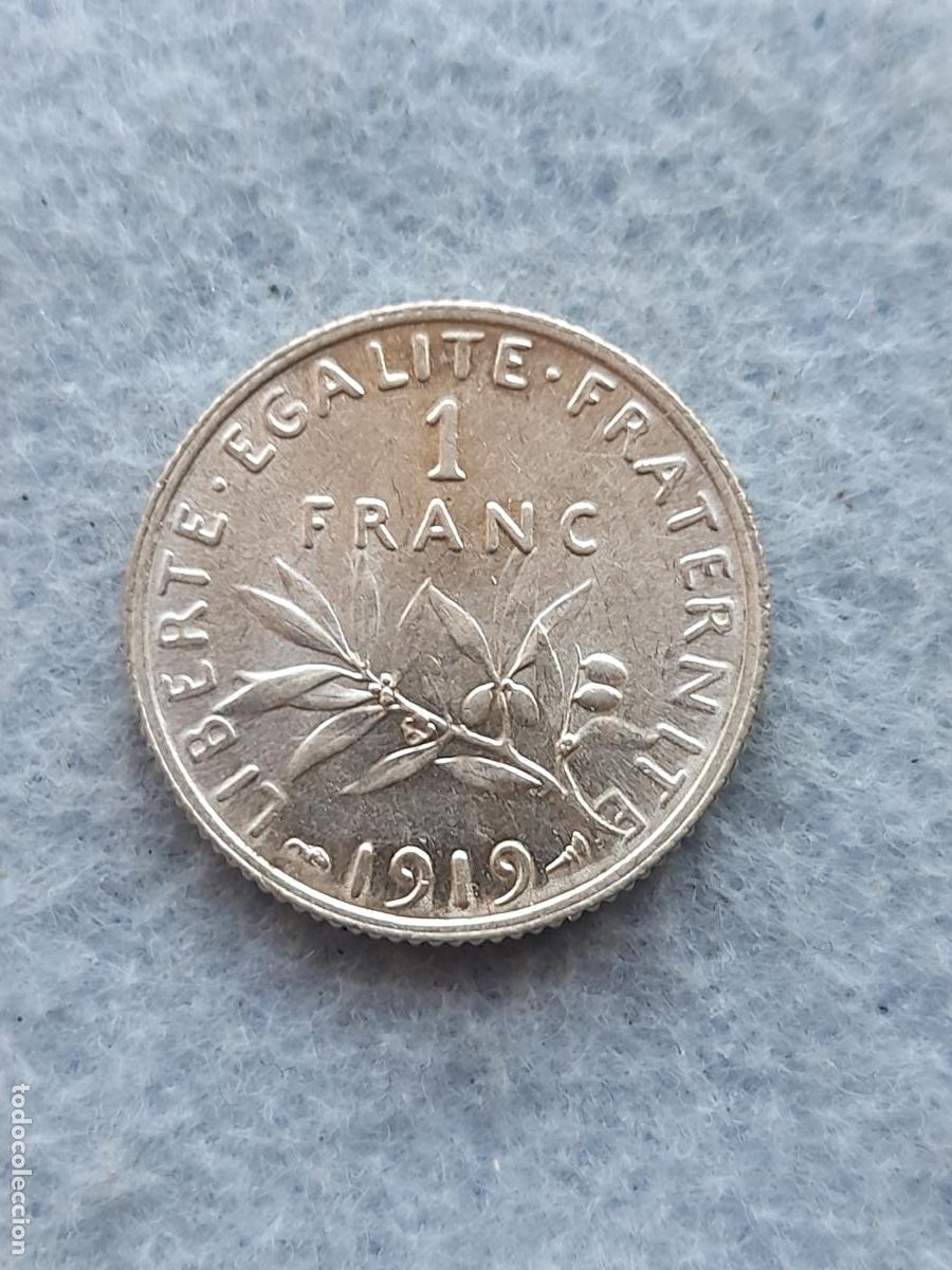 Monnaies anciennes de Europe: Francia. 1 Franco. A&ntilde;o 1919. Plata. Sin circular.