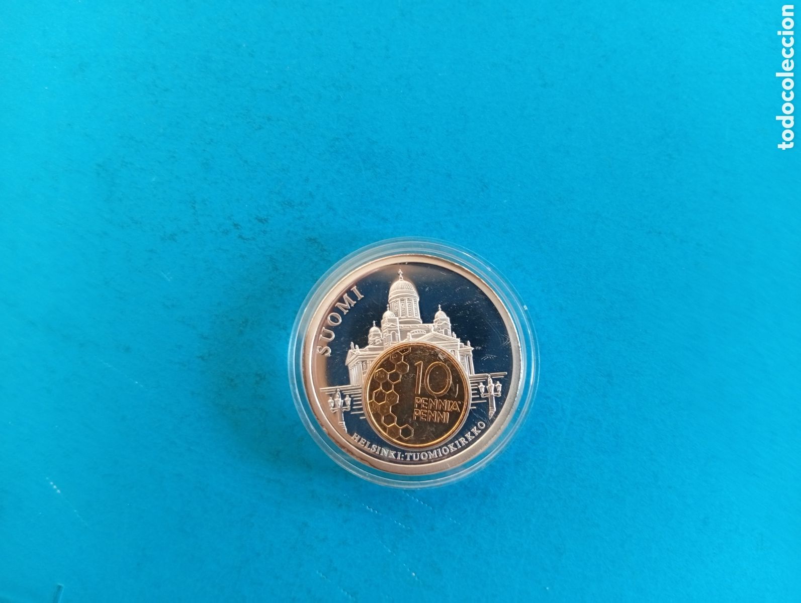 Monedas antiguas de Europa: 10 pennia de Finlandia encapsulada