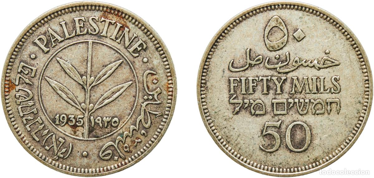 Monedas antiguas de Europa: Israel British Palestine British Mandate 1935 50 Mils Silver (.720) Royal Mint (Tower Hill) (560000