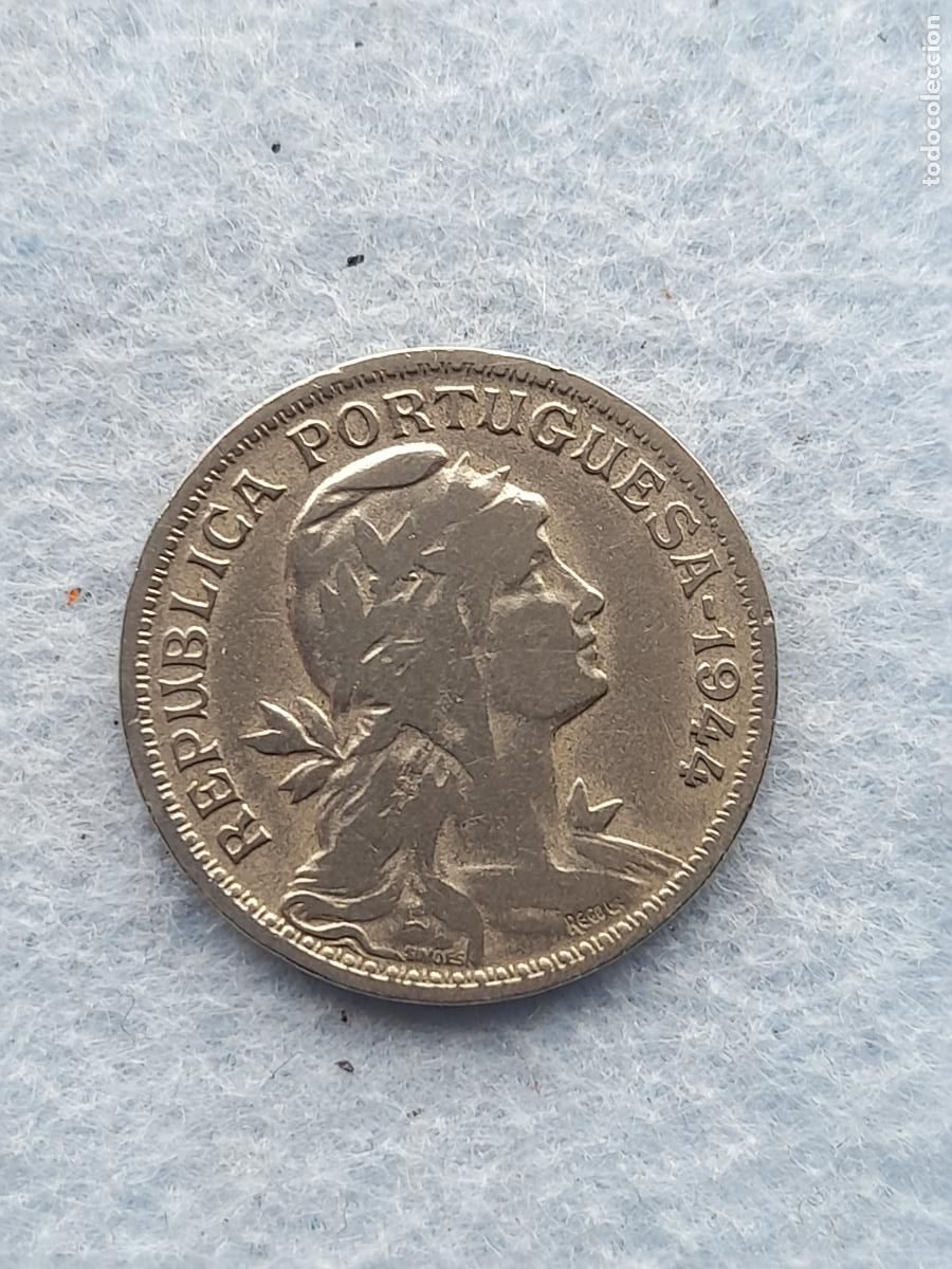 Alte M&uuml;nzen aus Europa: Portugal. 50 Centavos. A&ntilde;o 1944.