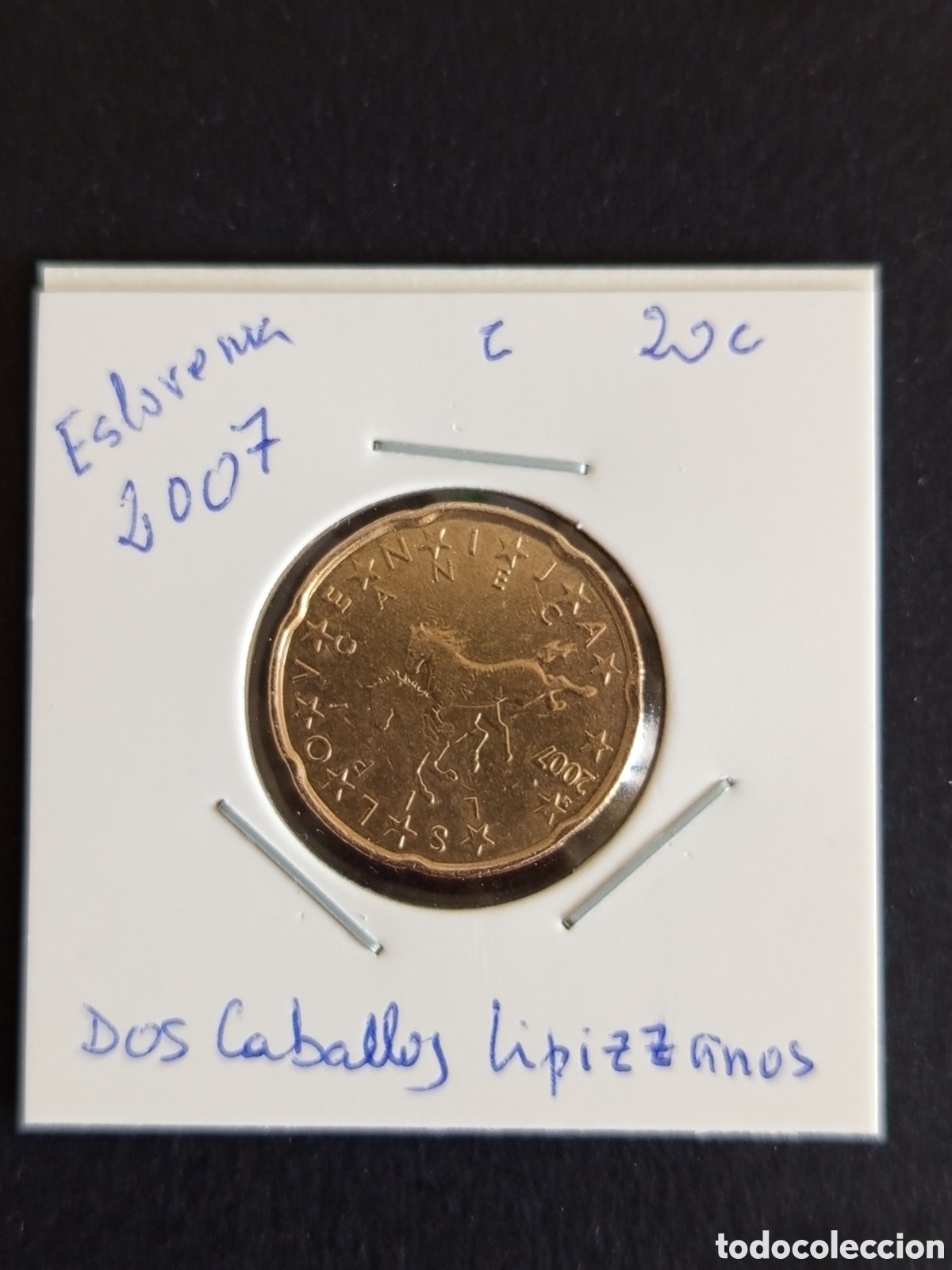 Monedas antiguas de Europa: Eslovenia, 2007. Moneda de 20 c circulada. Dos Caballos Lipizzanos. Pedido m&iacute;nimo 3 &euro;. Ver fotos