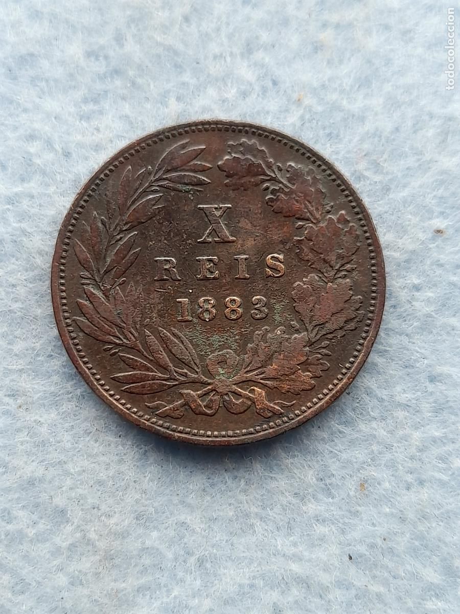 Alte M&uuml;nzen aus Europa: Portugal. 10 Reis. A&ntilde;o 1883.
