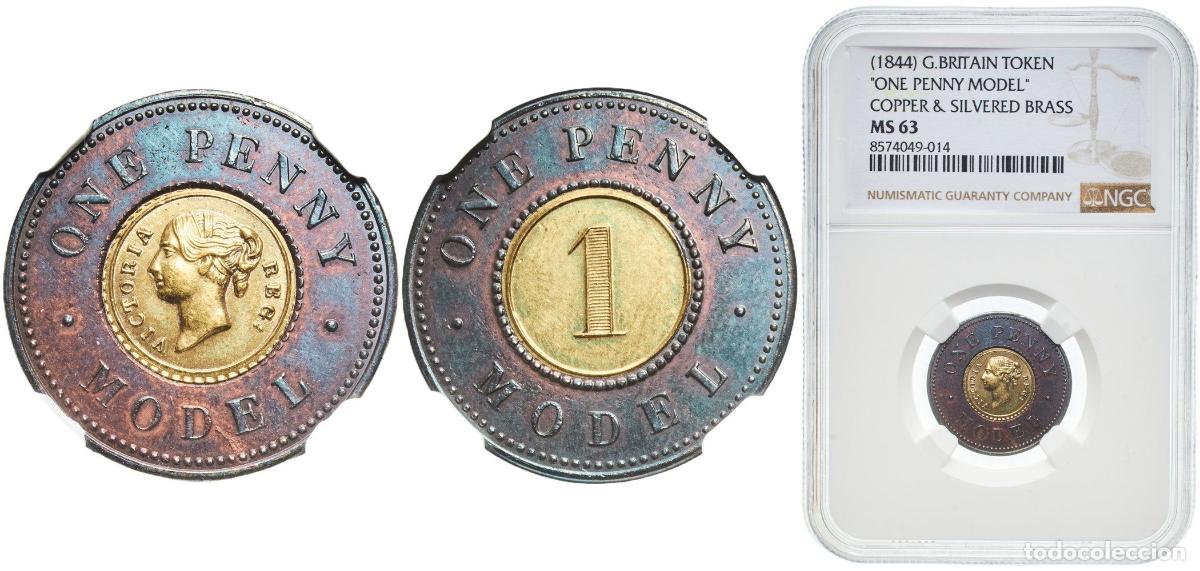 Monedas antiguas de Europa: Great Britain United Kingdom United Kingdom Pattern - ONE PENNY MODEL - Victoria Model Bimetallic:
