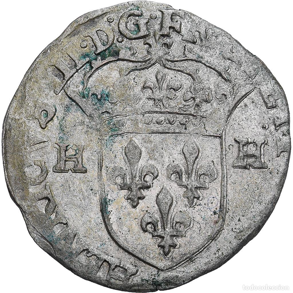 Monedas antiguas de Europa: [#139214] Francia, Henri III, Douzain aux deux H, 1588, Vell&oacute;n, BC+, Gadoury:467