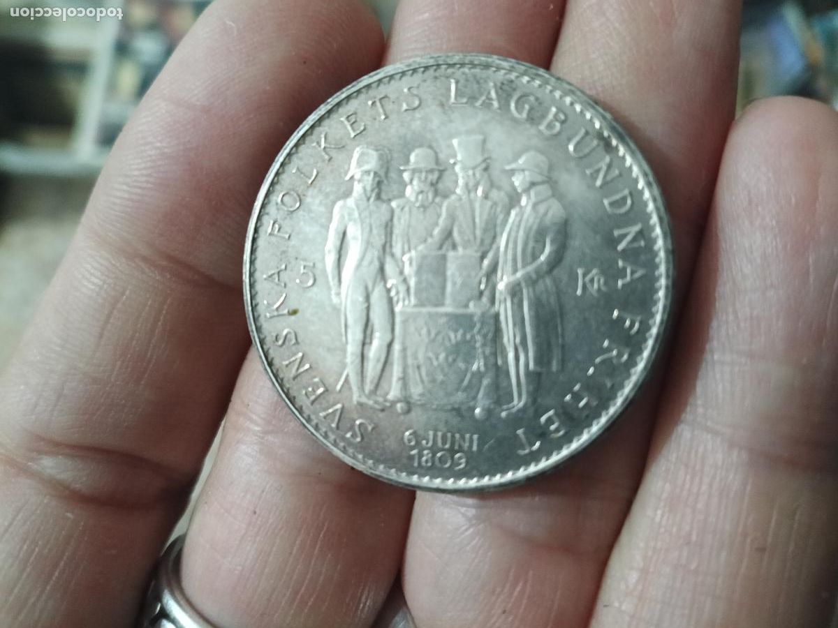 Monedas antiguas de Europa: SUECIA 1959 5 KRONER PLATA
