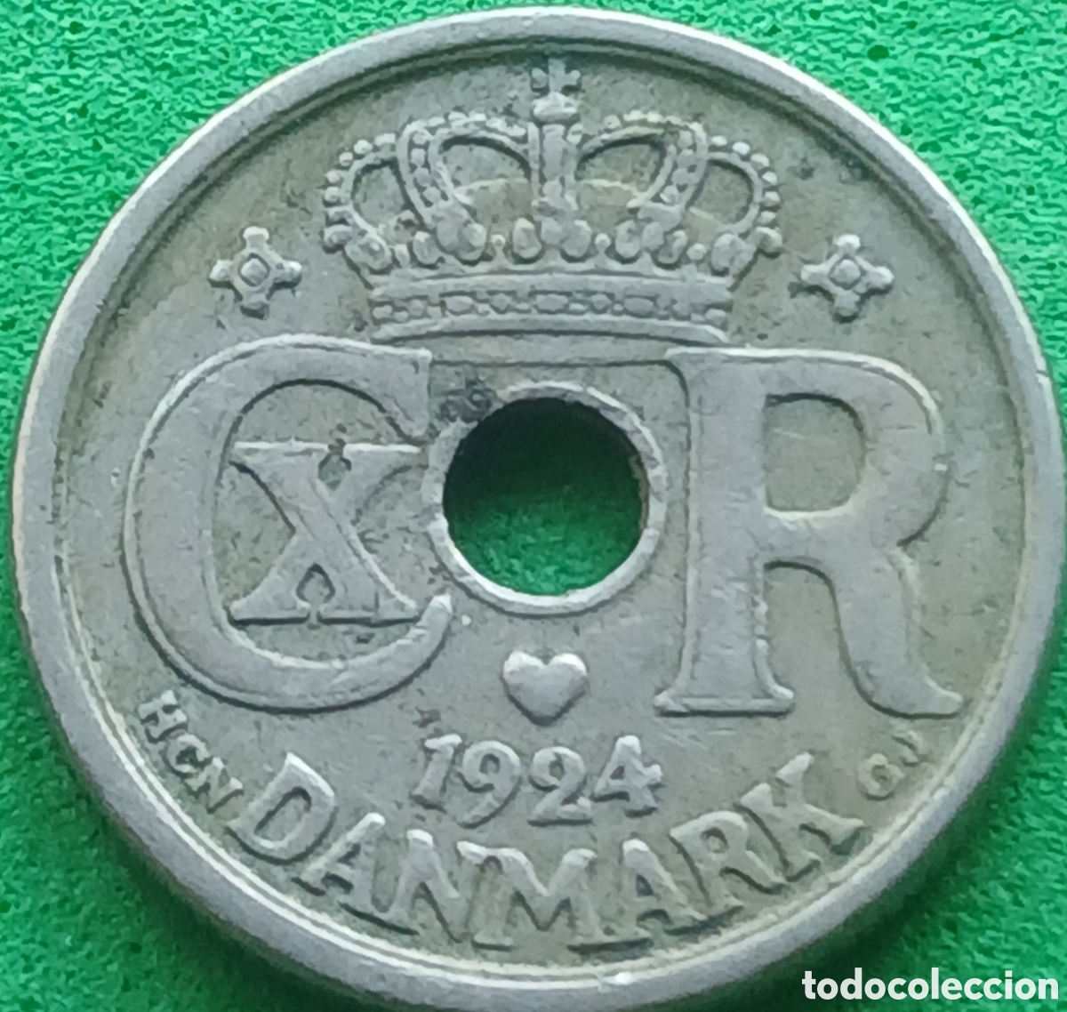Old Coins of Europe: Dinamarca 10 ore 1924 km#822