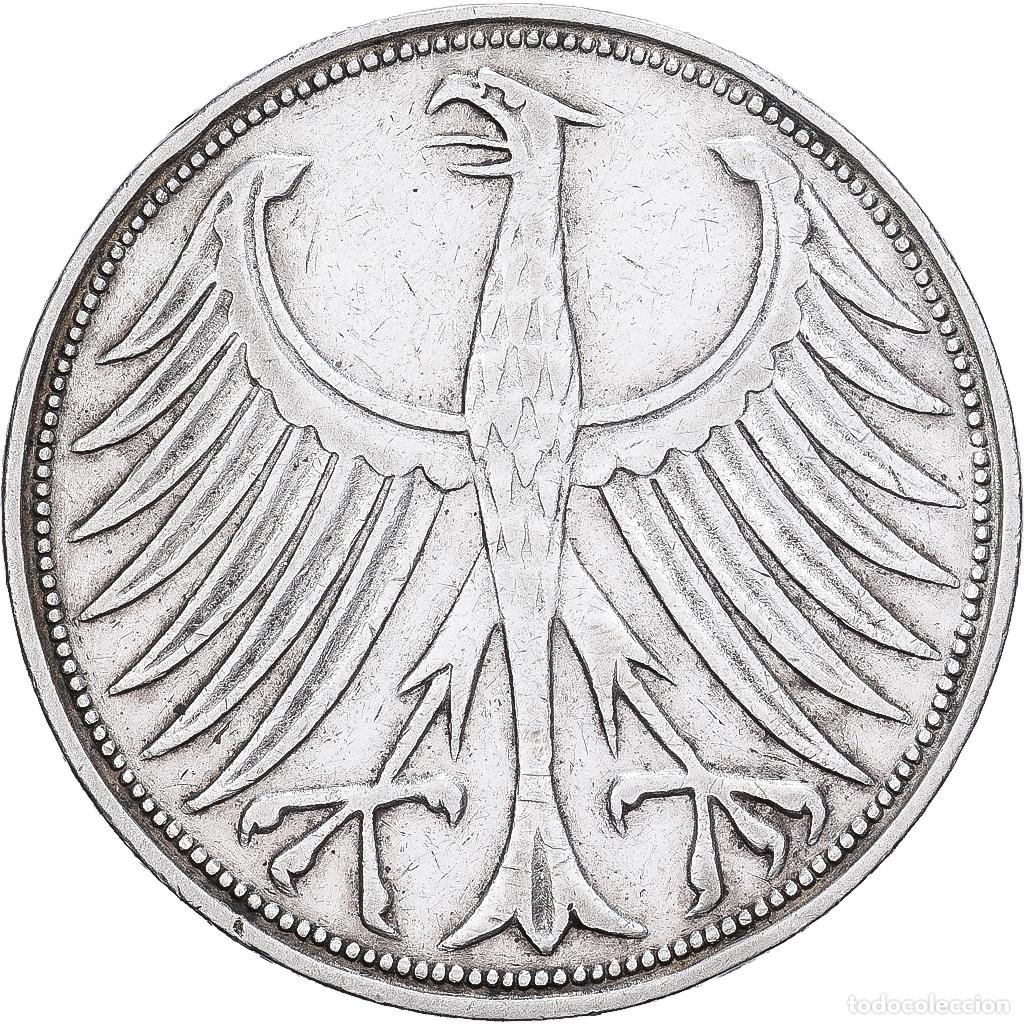 Monedas antiguas de Europa: [#1550560] ALEMANIA - REP&Uacute;BLICA FEDERAL, 5 Mark, 1951, Karlsruhe, Plata, MBC, KM:112.1