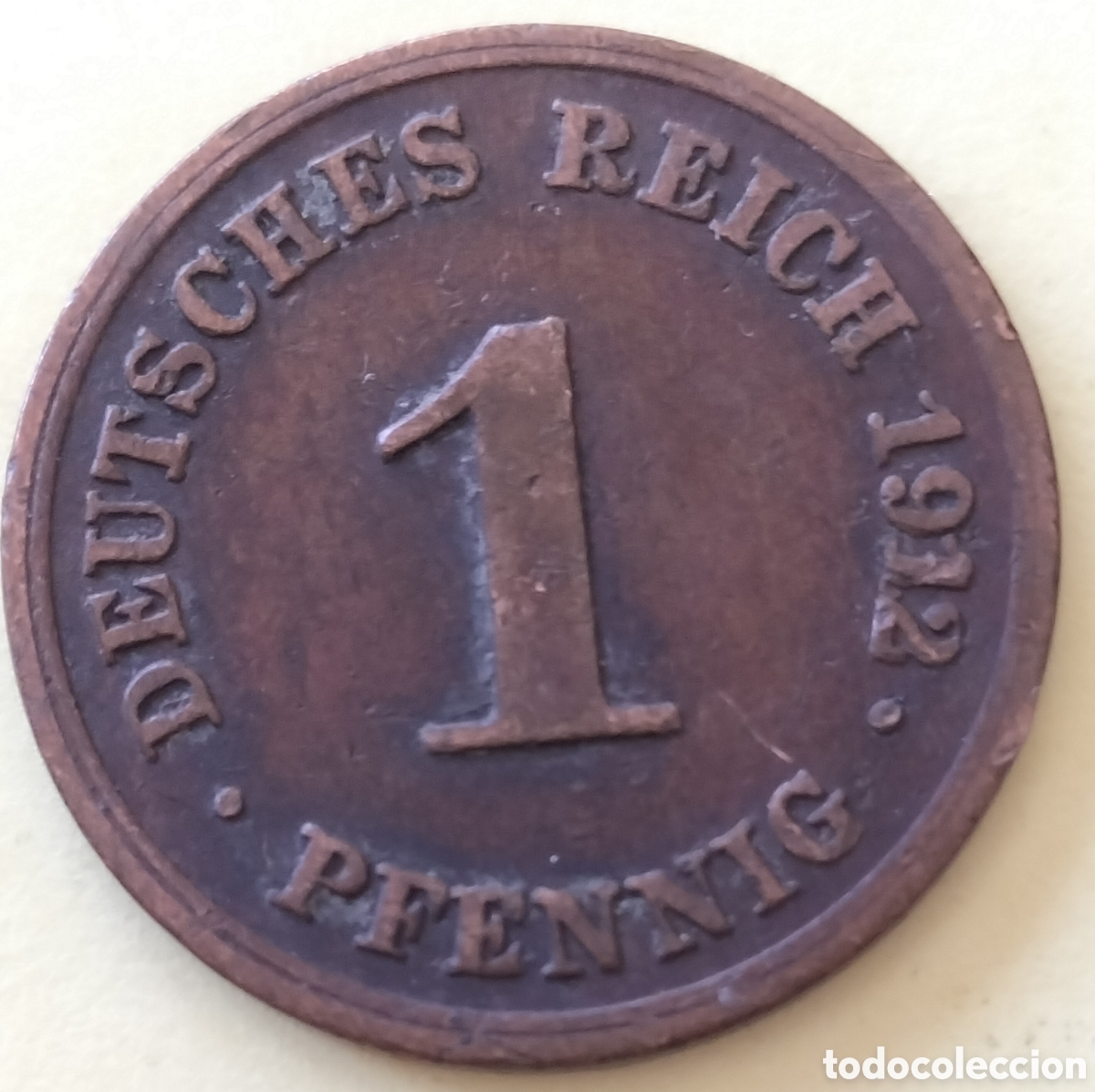 Monedas antiguas de Europa: Moneda 1 Penique 1912D Imperio Alem&aacute;n.