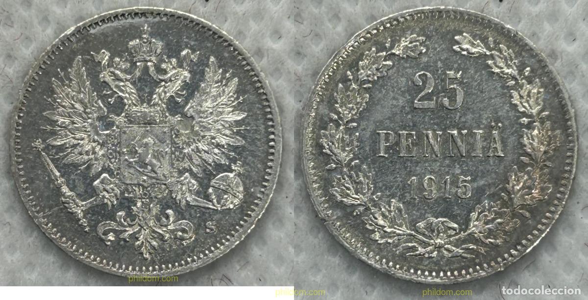 Monedas antiguas de Europa: 4448 FINLANDIA 1915 FINLANDIA 25 PENNIA 1915