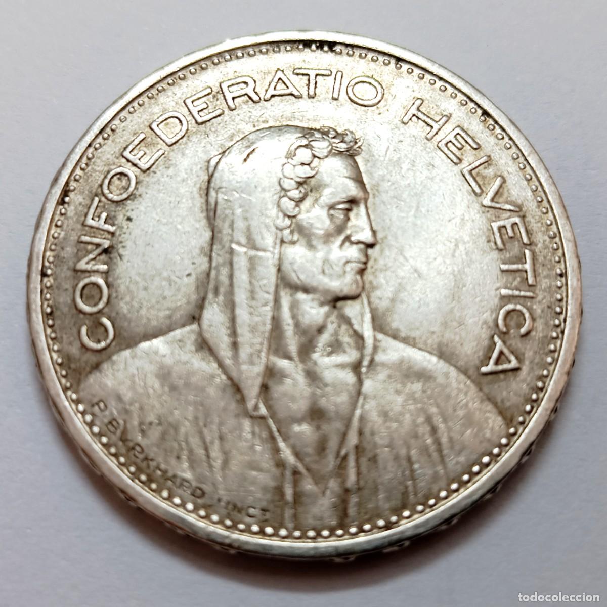 Monedas antiguas de Europa: ⚜️ BBA7 0. Plata. Suiza. 5 francs 1933 B. 14,99 g