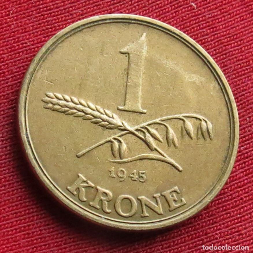 Monedas antiguas de Europa: Dinamarca 1 krone 1945 - Foto 1