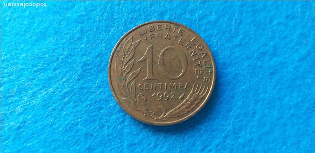Moedas antigas da Europa: Moneda de Francia. 10 Centimes. A&ntilde;o 1992