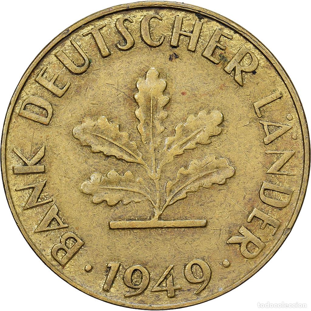 Moedas antigas da Europa: [#1513092] ALEMANIA - REP&Uacute;BLICA FEDERAL, 10 Pfennig, 1949, Hambourg, Lat&oacute;n recubierto de