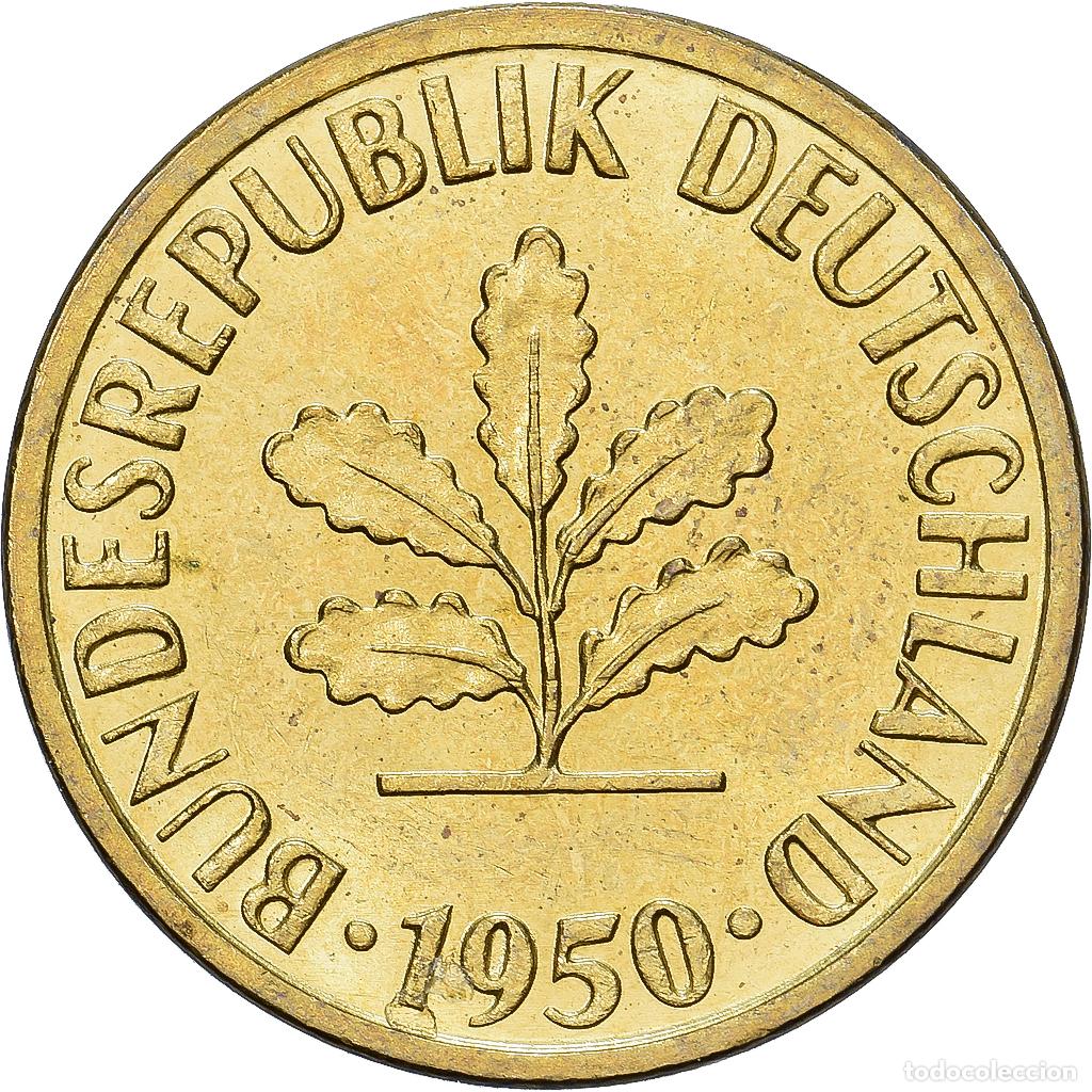 Monedas antiguas de Europa: [#1513091] Alemania, 5 Pfennig, 1950, Hambourg, Lat&oacute;n recubierto de acero, MBC, KM:107