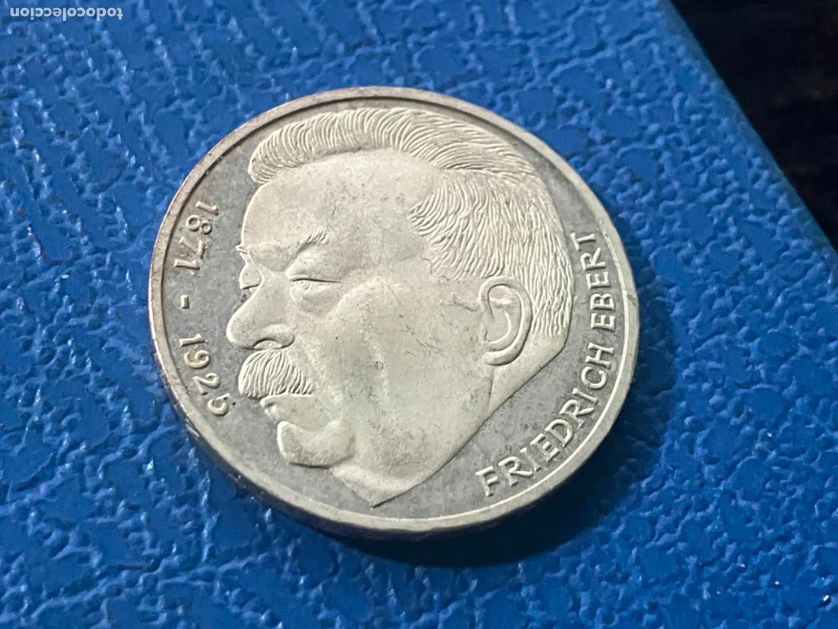 Monedas antiguas de Europa: Moneda plata Alemania Rep&uacute;blica Federal - 5 marcos 1975 - Friedrich Ebert