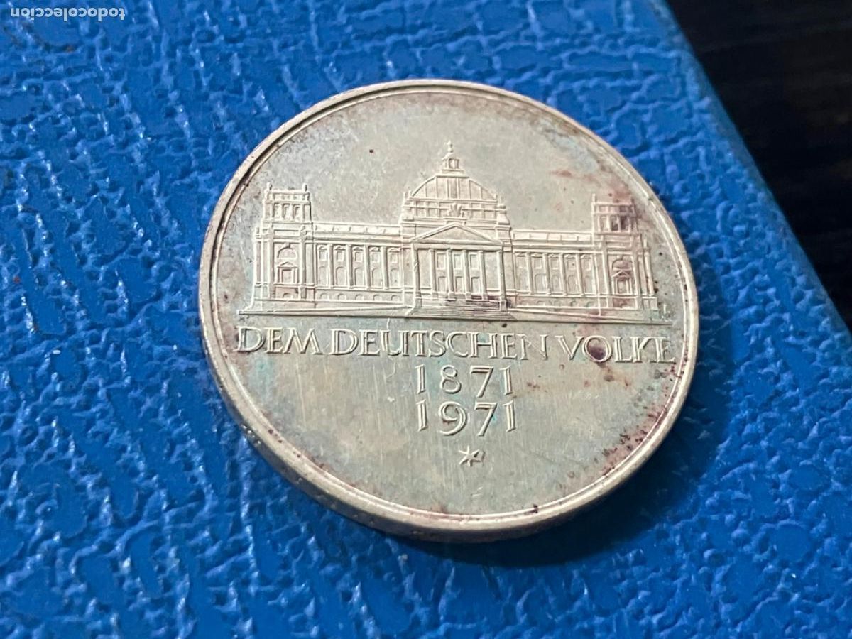 Monedas antiguas de Europa: Moneda plata Alemania Rep&uacute;blica Federal - 5 marcos 1971 - Reichstag Berlin