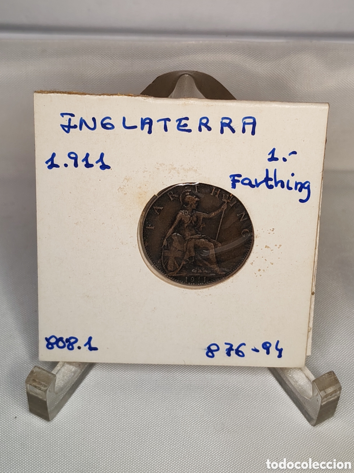 Monedas antiguas de Europa: Inglaterra. 1 farthing. 1911. Rey Jorge V. Bronce