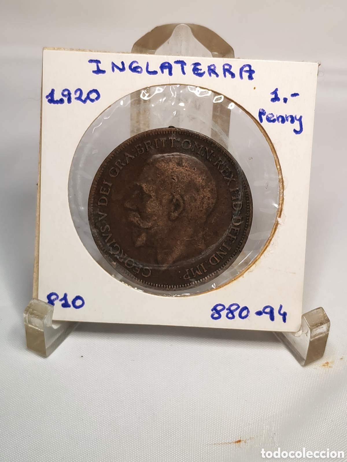 Monedas antiguas de Europa: Inglaterra. 1 ONE penny . bronce. 1920. Jorge V.