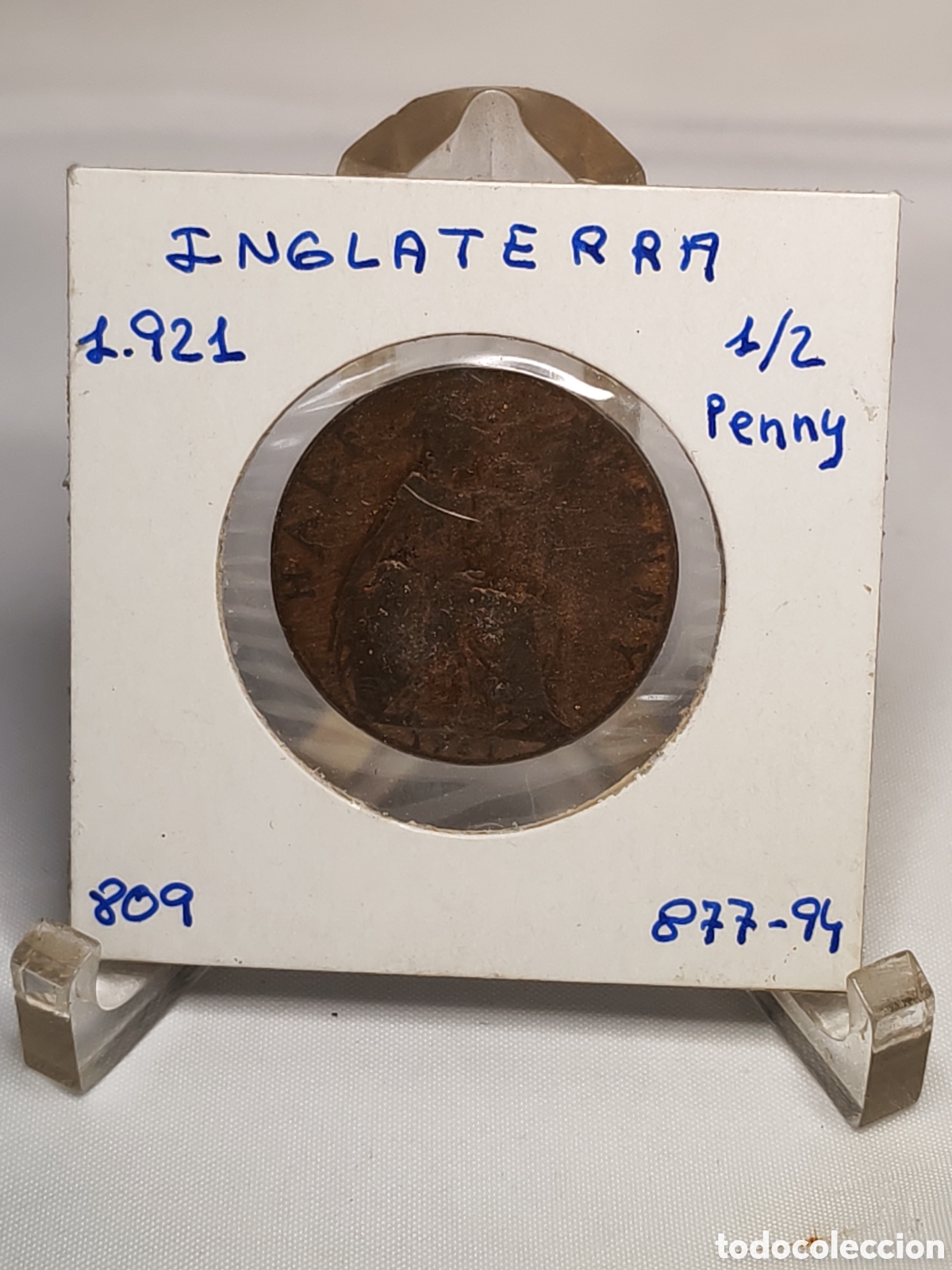 Monedas antiguas de Europa: Inglaterra. 1/2 HALF Penny . bronce. 1921. Jorge V.