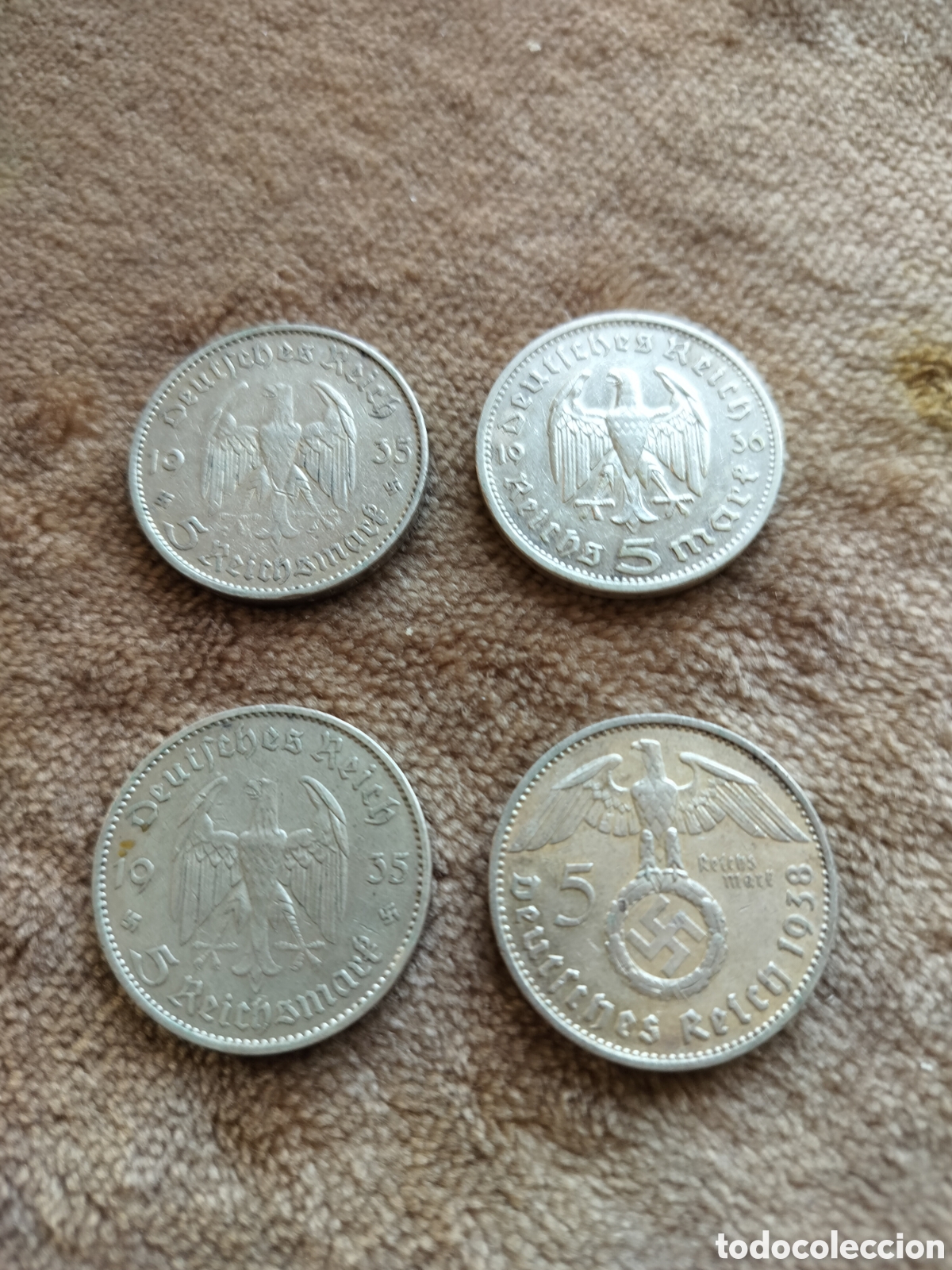 Monedas antiguas de Europa: 4 monedas alemanas 1935.1936.1038 Nazis