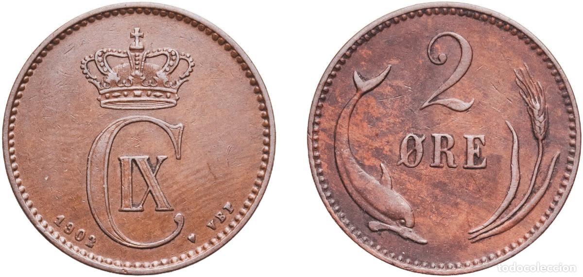 Monedas antiguas de Europa: Denmark Kingdom 1902 &hearts; VBP 2 &Oslash;re - Christian IX Bronze Royal Danish Mint (Den Kongelige M&oslash;nt) (3502