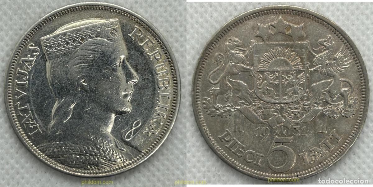 Monedas antiguas de Europa: 4109 LETONIA 1931 LETONIA 1931 5 LATI