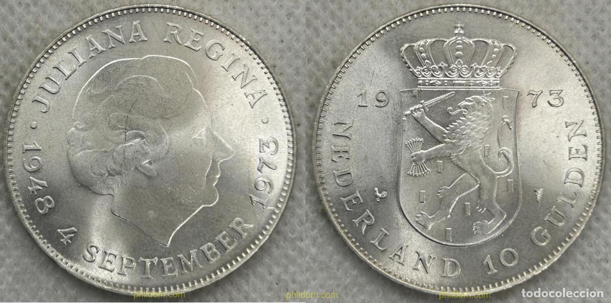 Monedas antiguas de Europa: 4789 HOLANDA 1973 10 GULDEN 1973 NEDERLAND SILVER
