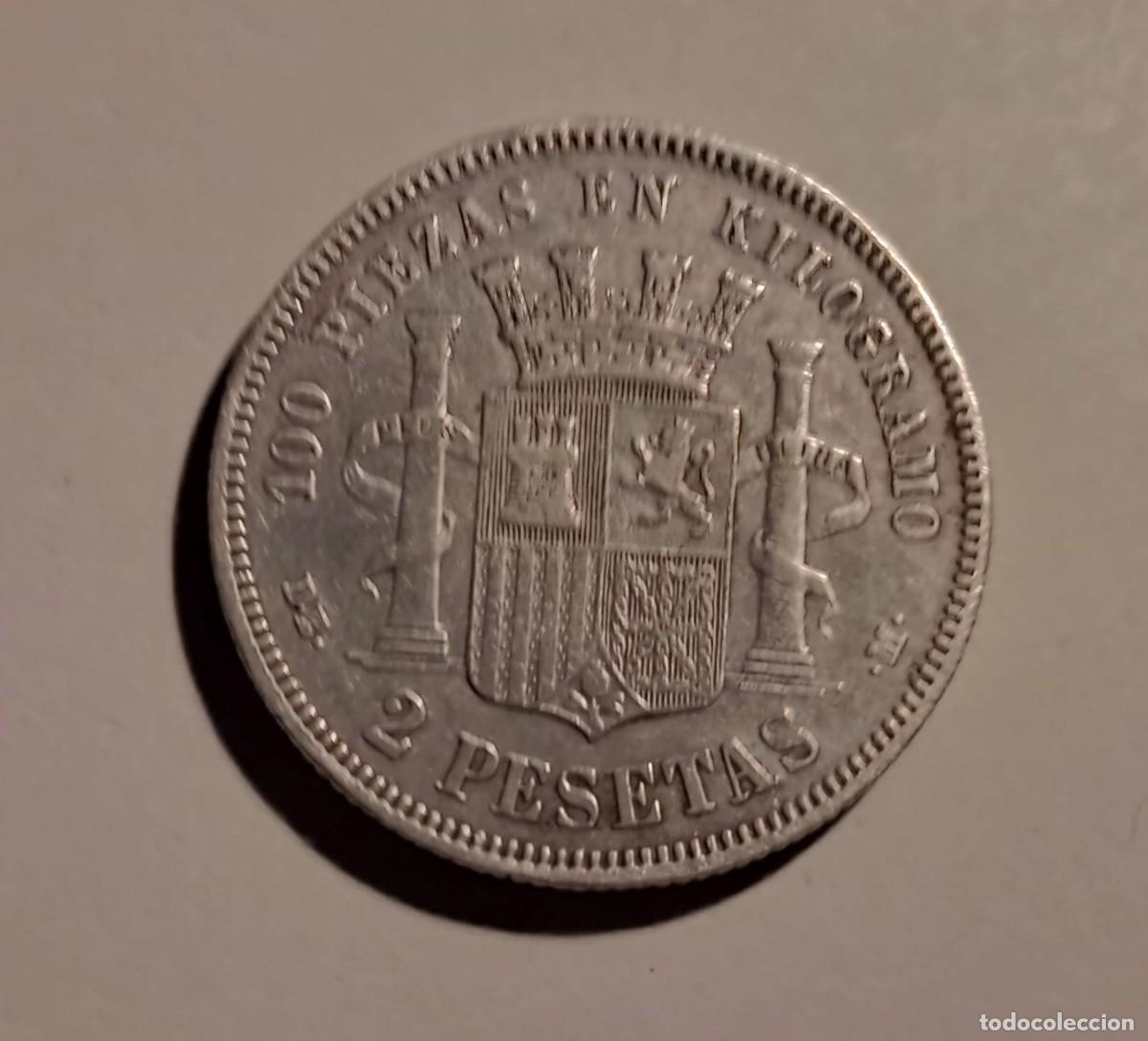 Monedas antiguas de Europa: MONEDA DE PLATA DE 2 PESETAS 1870. GOBIERNO PROVISIONAL DE ESPA&Ntilde;A.