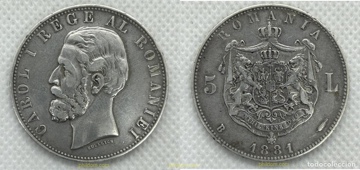 Monedas antiguas de Europa: 4079 RUMANIA 1881 ROMANIA 5 LEI 1881