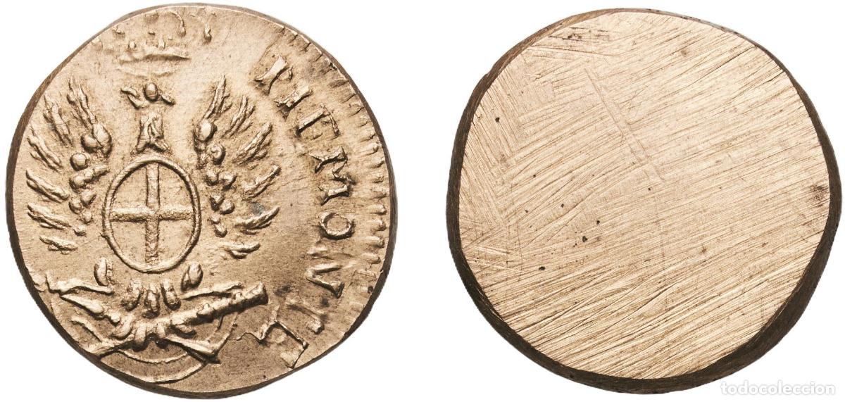 Monedas antiguas de Europa: Italy Kingdom of Piedmont-Sardinia Italian states 18th - 19th Centiuries Ponderal Brass 4.55g UNC
