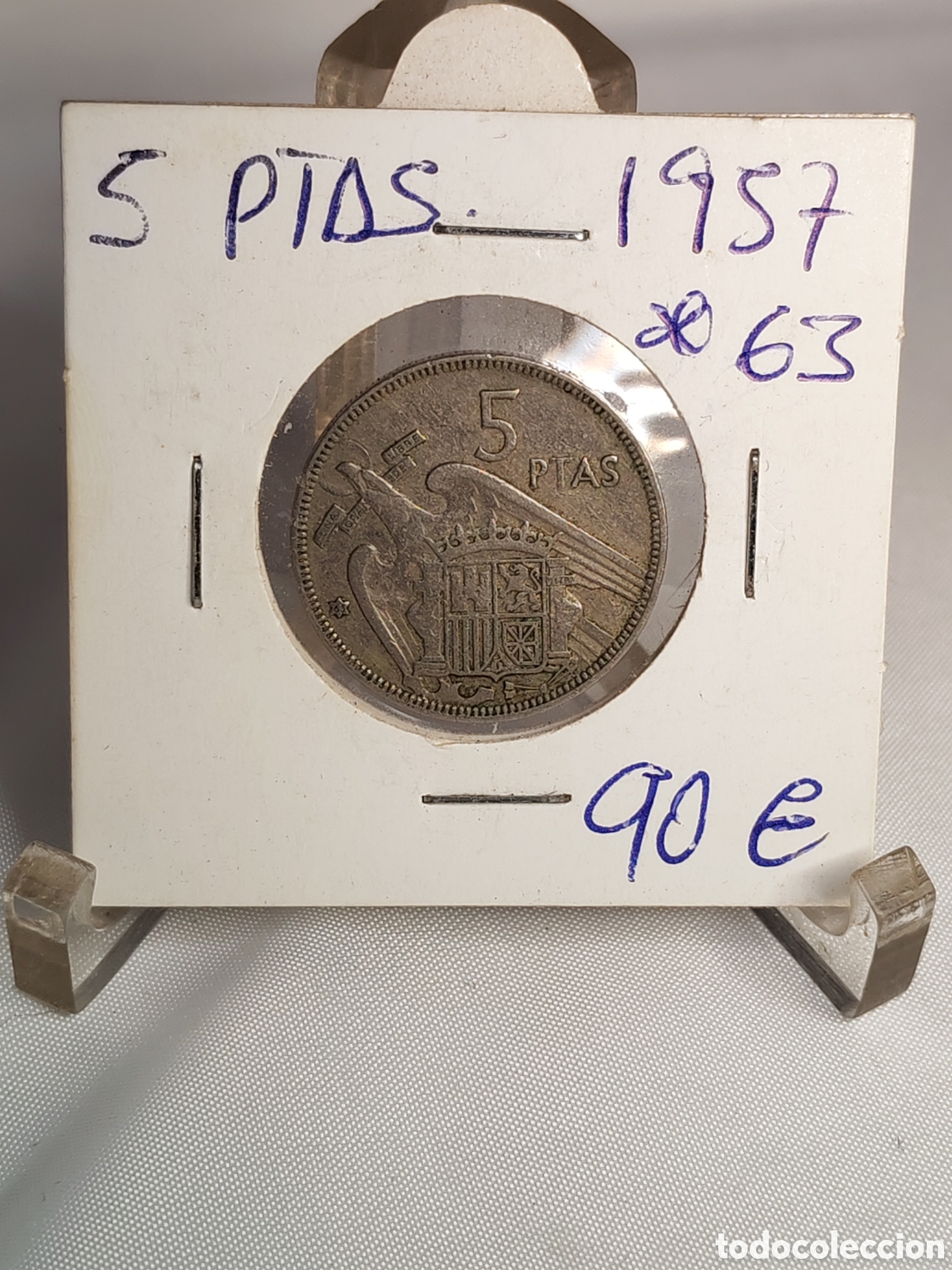Monedas antiguas de Europa: Espa&ntilde;a. 5 pesetas. 1957. *63.